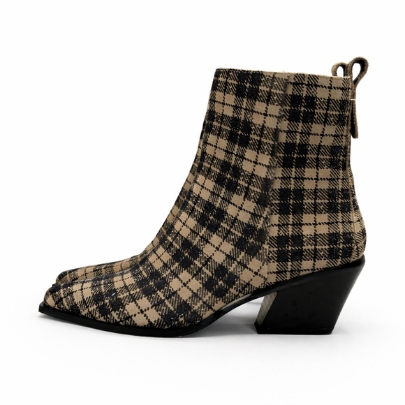 SANCTUARY Yes Girl Checked-Plaid Suede Booties Size 8M - Picture 4 of 16
